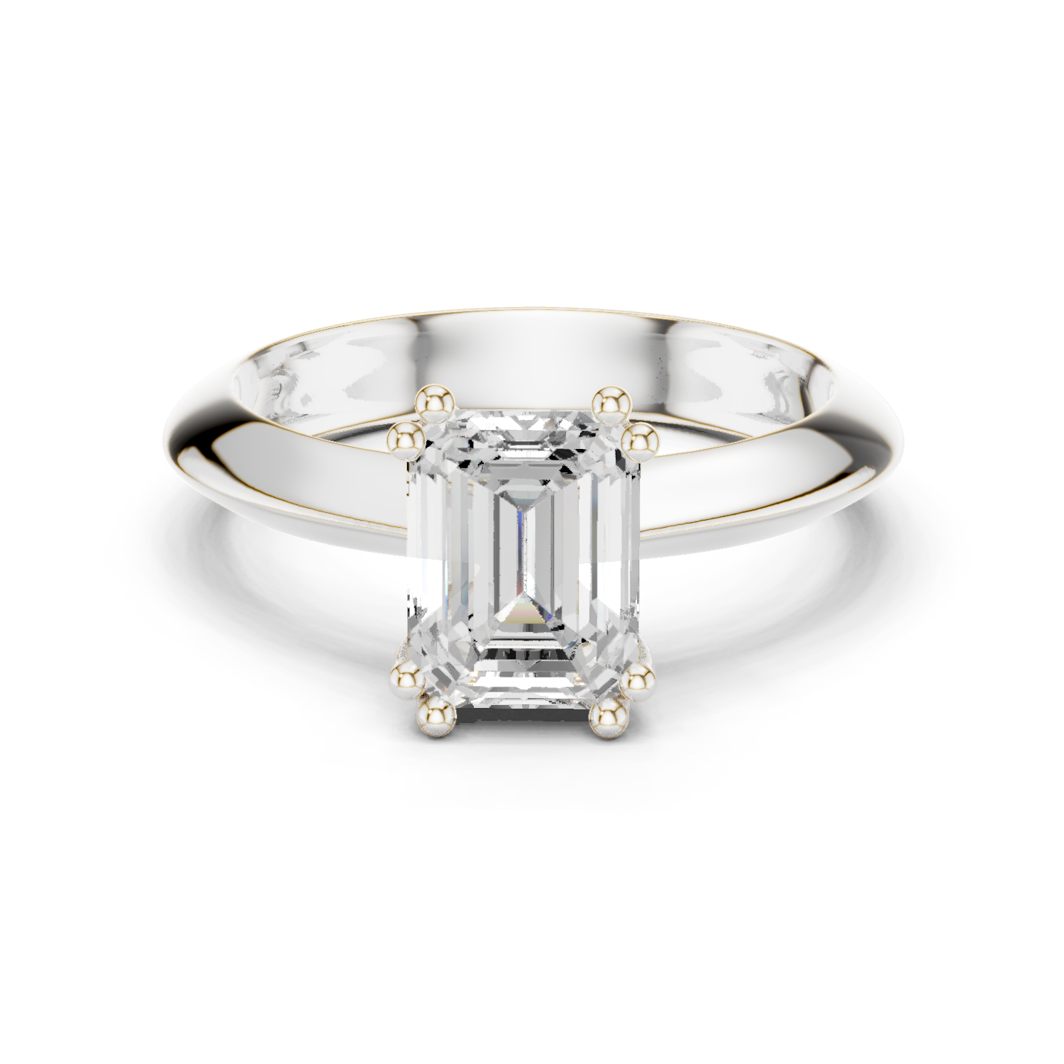 Gold Jewelry L36-8, Emerald center stone, White Gold