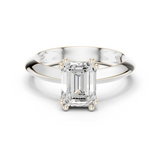 Gold Jewelry L36-8, Emerald center stone, White Gold