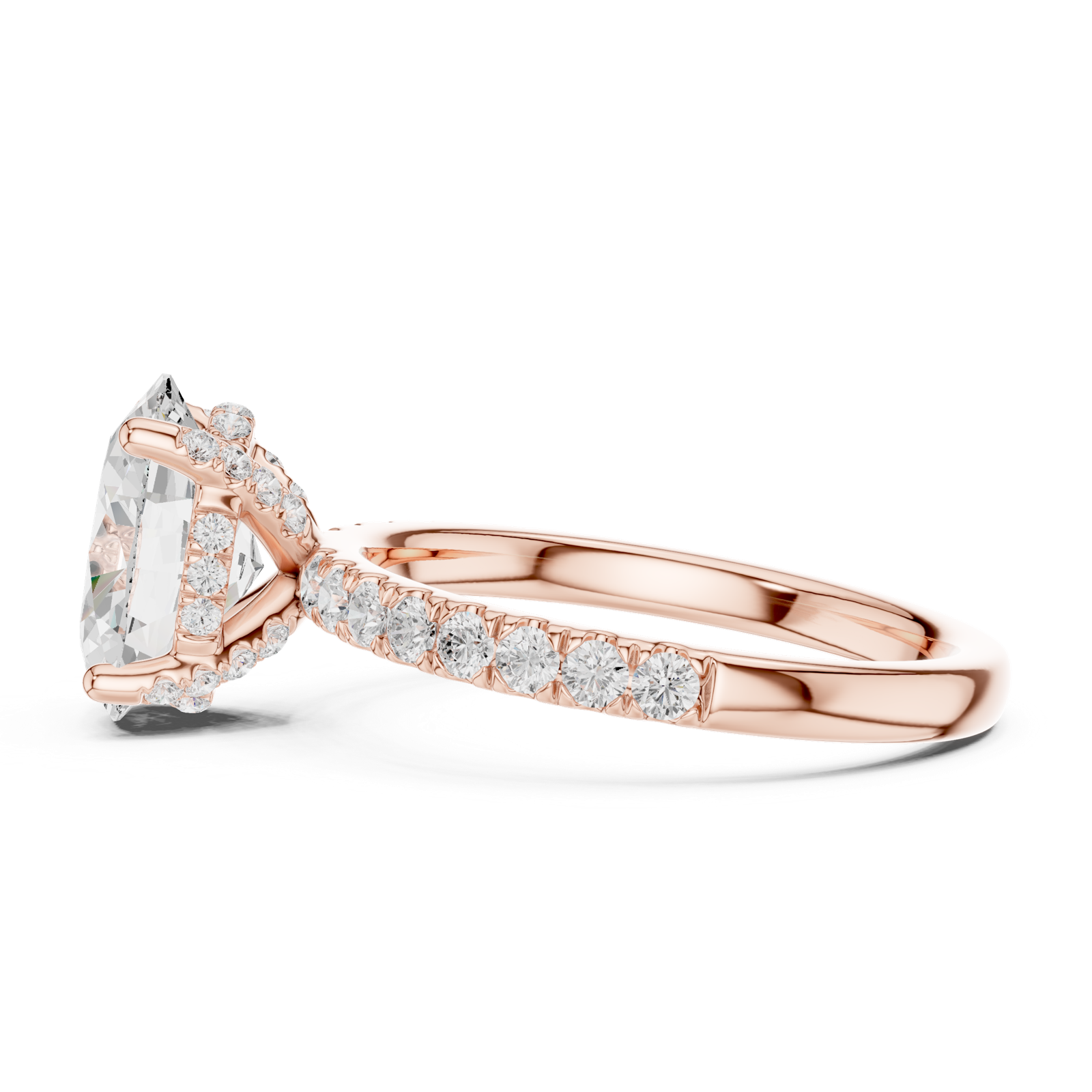 Gold Ring DDLR-161, Oval center stone, Rose Gold, view 3