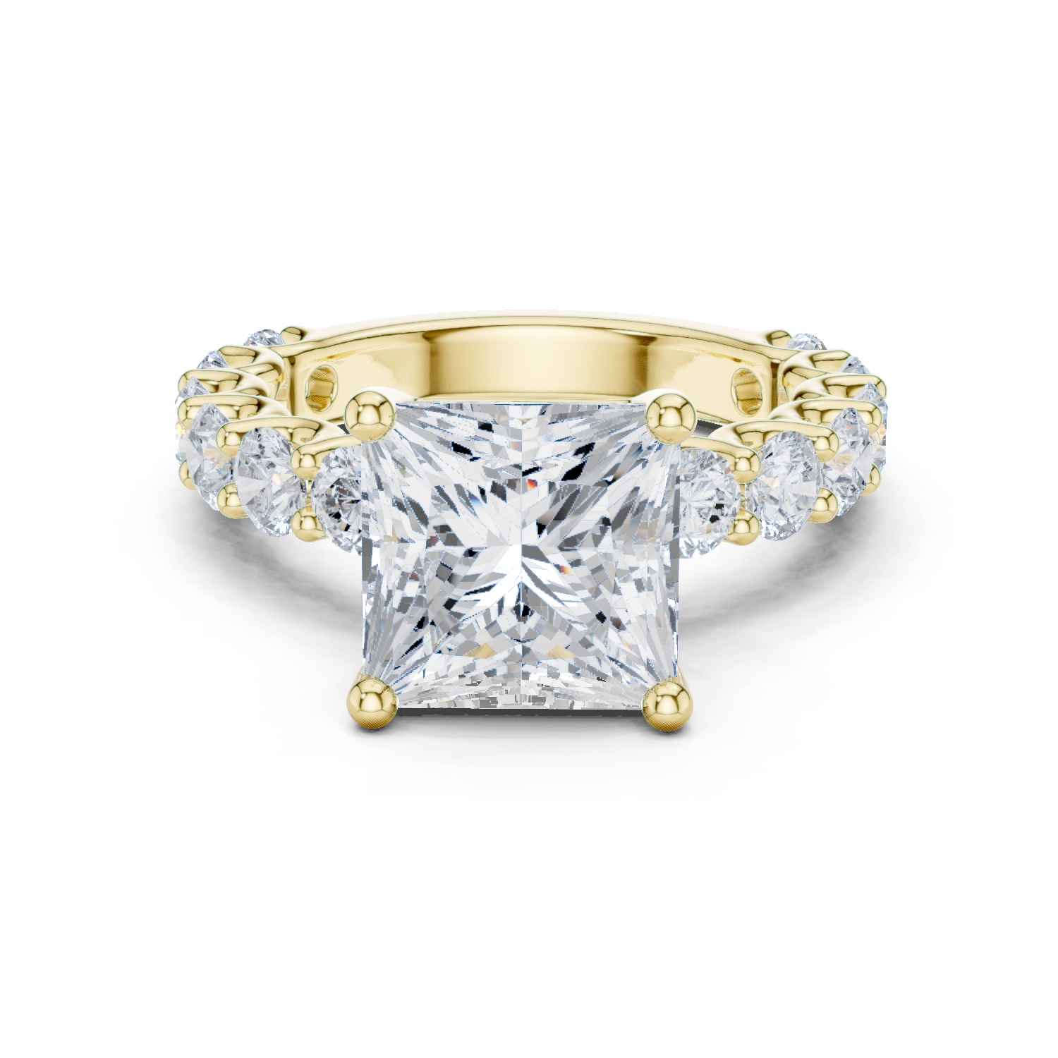 Gold Ring DDLR-087, Princess center stone, Yellow Gold