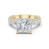 Gold Ring DDLR-087, Princess center stone, Yellow Gold