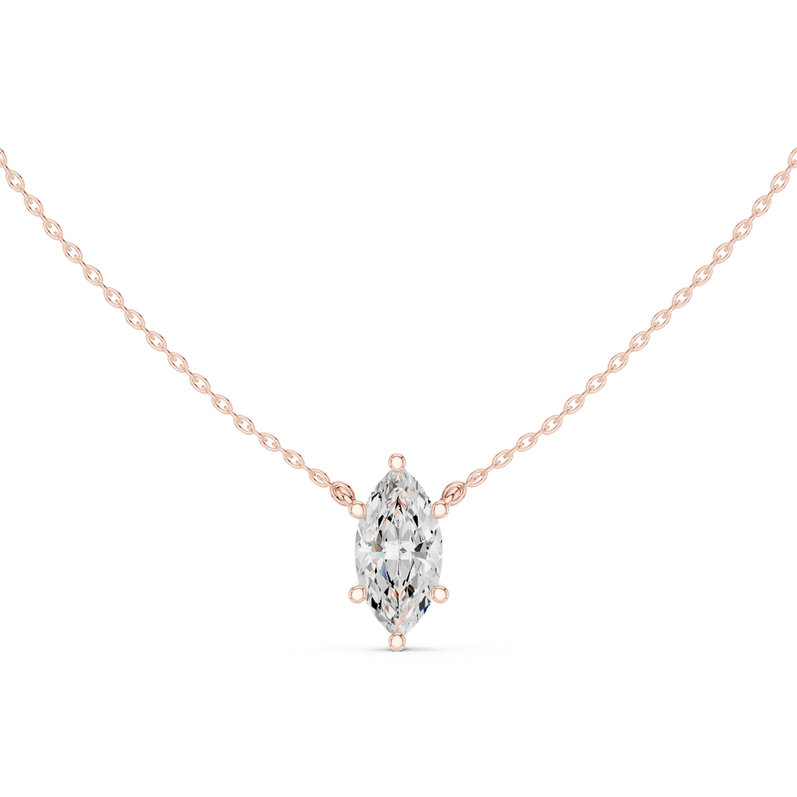 Gold Jewelry DDPO-001, Marquise center stone, Rose Gold, view 4