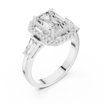 Gold Ring, Emerald center stone, White Gold, view 2