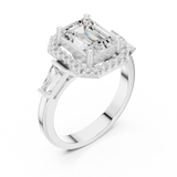 Gold Ring, Emerald center stone, White Gold, view 2