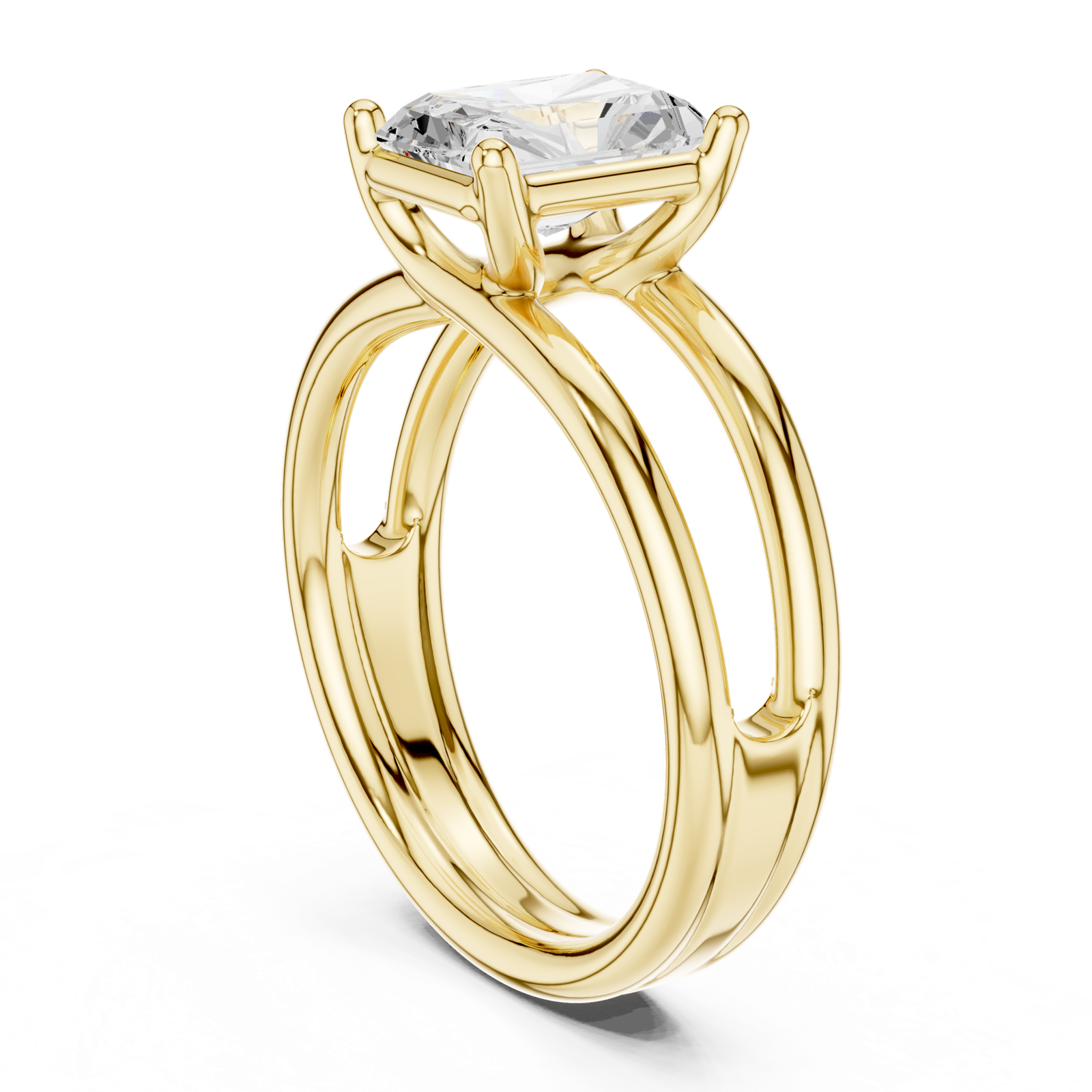 Gold Jewelry L36-9, Radiant center stone, Yellow Gold, view 1
