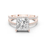 Gold Jewelry L36-13, Princess center stone, Rose Gold