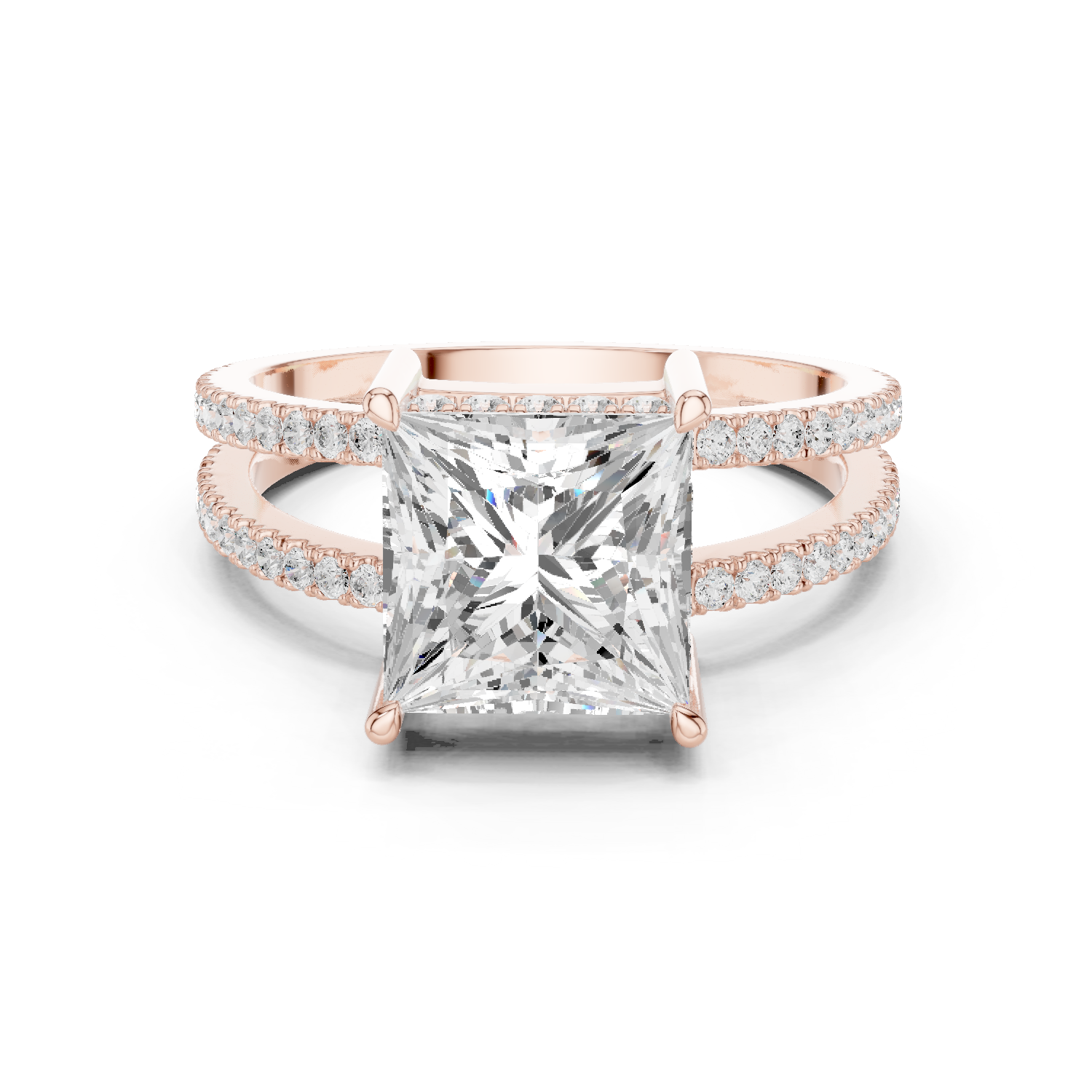 Gold Jewelry L36-13, Princess center stone, Rose Gold