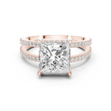 Gold Jewelry L36-13, Princess center stone, Rose Gold