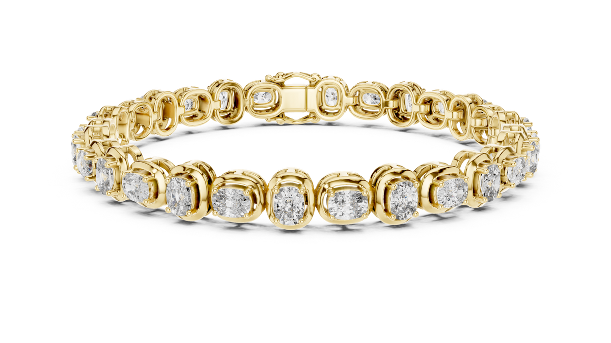 14K Solid Gold Lab Diamond Bracelet, Yellow Gold