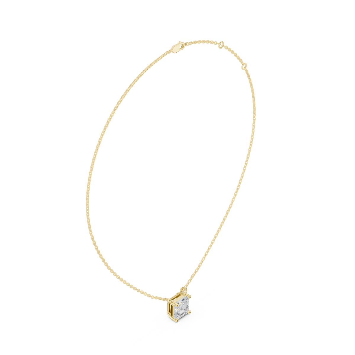 Gold Jewelry, Asscher center stone, Yellow Gold, view 1