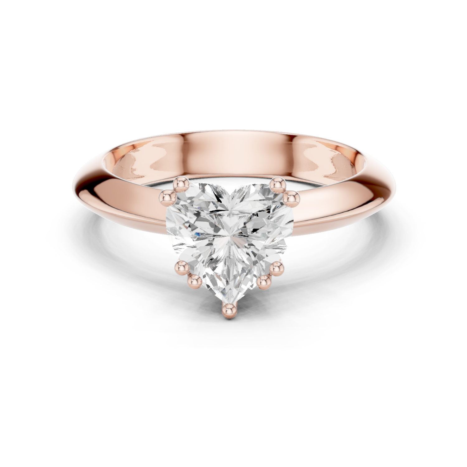 Gold Jewelry L36-8, Heart center stone, Rose Gold