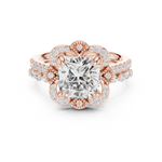 Gold Ring, Cushion center stone, Rose Gold, view 4