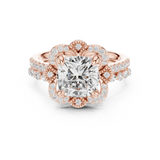 Gold Ring, Cushion center stone, Rose Gold, view 4