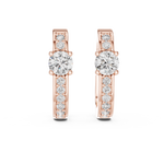 14K Solid Gold Lab Diamond Huggie Earrings, Rose Gold