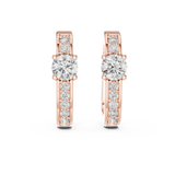 14K Solid Gold Lab Diamond Huggie Earrings, Rose Gold