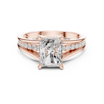 Gold Ring DDLR-253, Radiant center stone, Rose Gold, view 4