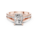 Gold Ring DDLR-253, Radiant center stone, Rose Gold, view 4