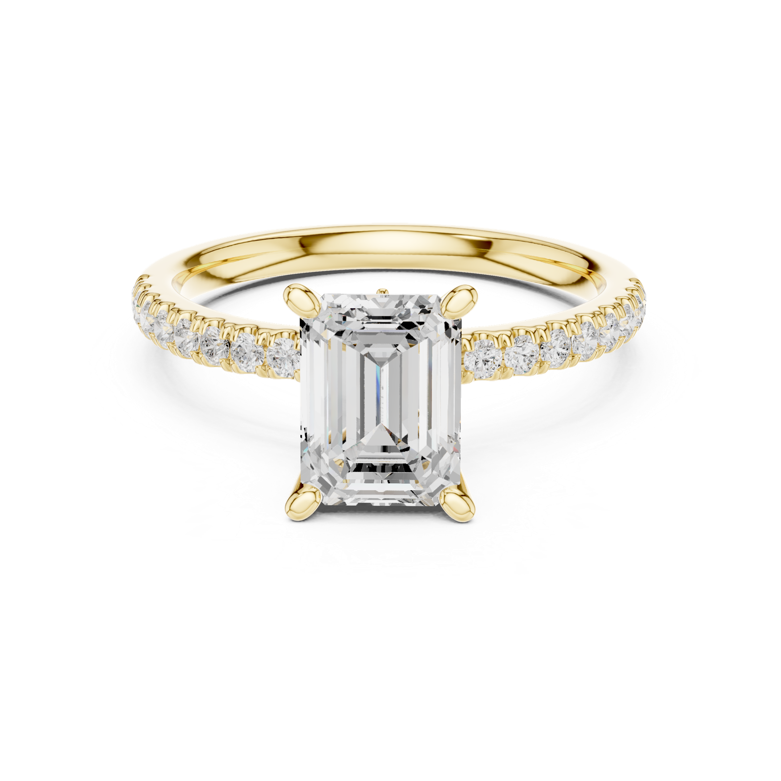 Gold Ring, Emerald center stone, Yellow Gold, view 4