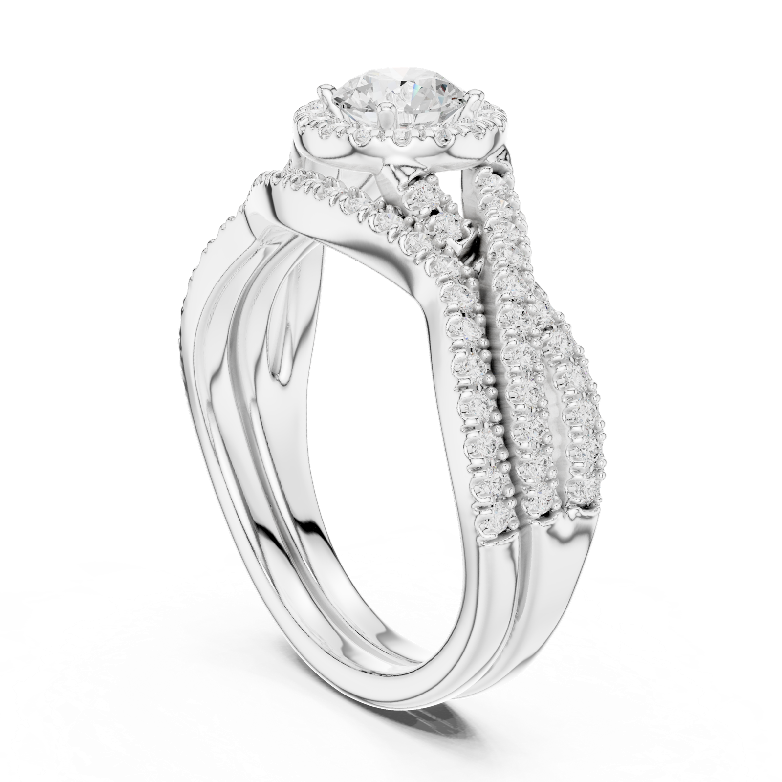 Gold Ring LR-0268, White Gold, view 1