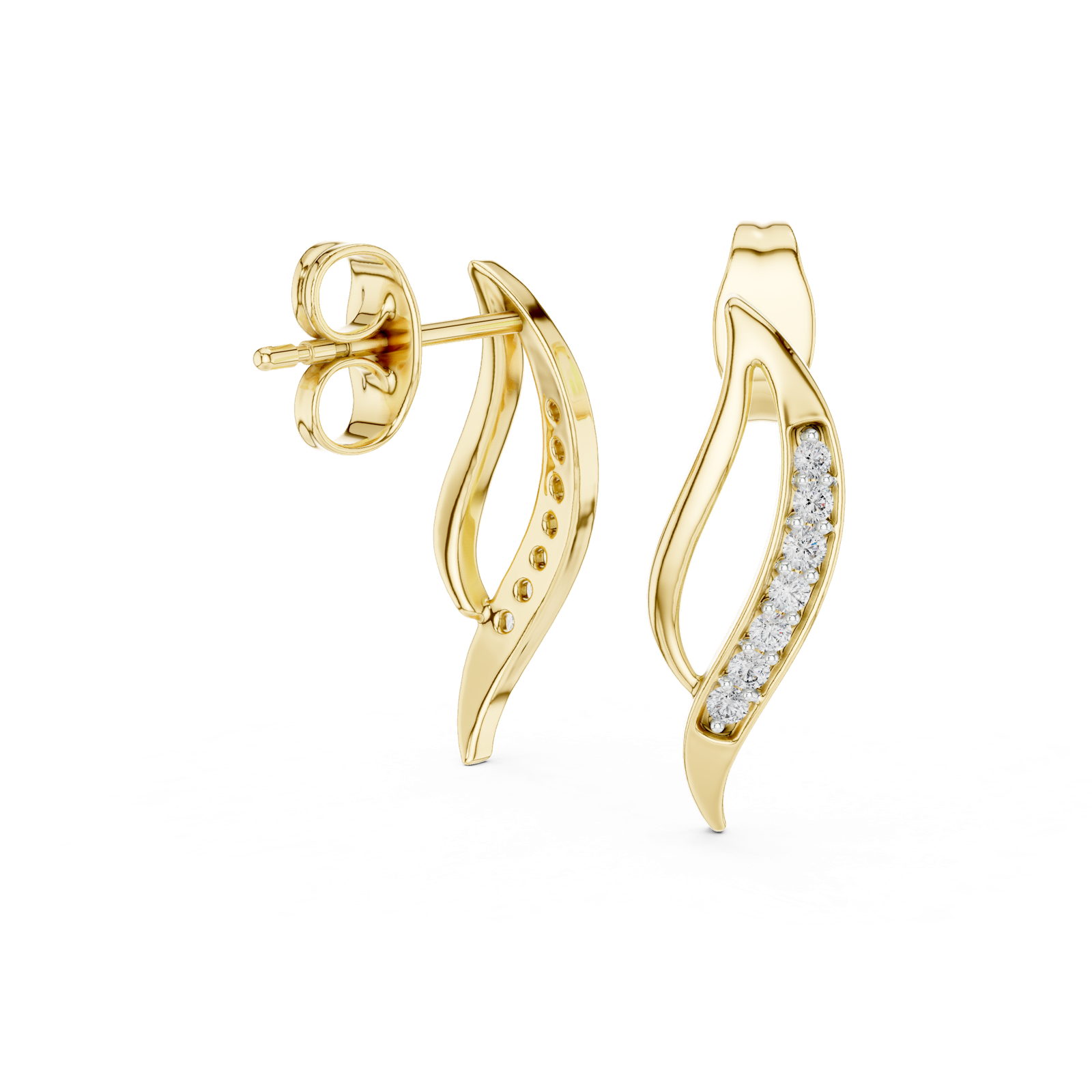 Gold Earrings 12-10020@E, Yellow Gold, view 1