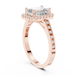 Gold Ring DDLR-349, Emerald center stone, Rose Gold, view 1