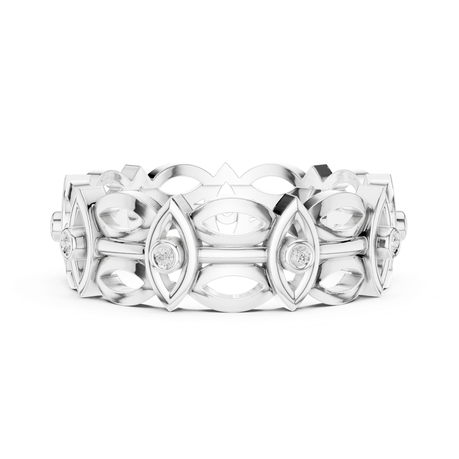 Gold Ring R46, White Gold, view 3