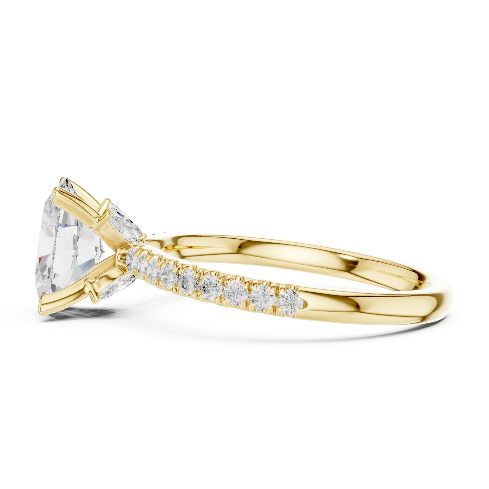 Gold Ring DDLR-256, Oval center stone, Yellow Gold, view 3