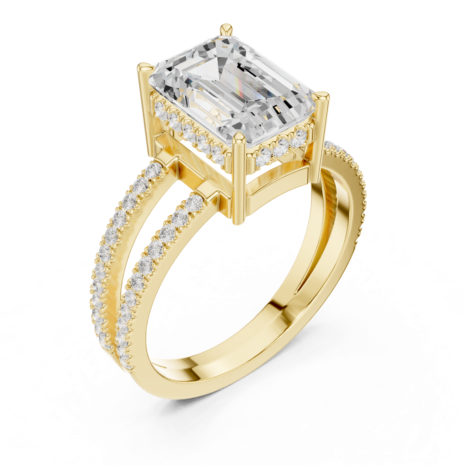 Gold Jewelry, Emerald center stone, Yellow Gold, view 2