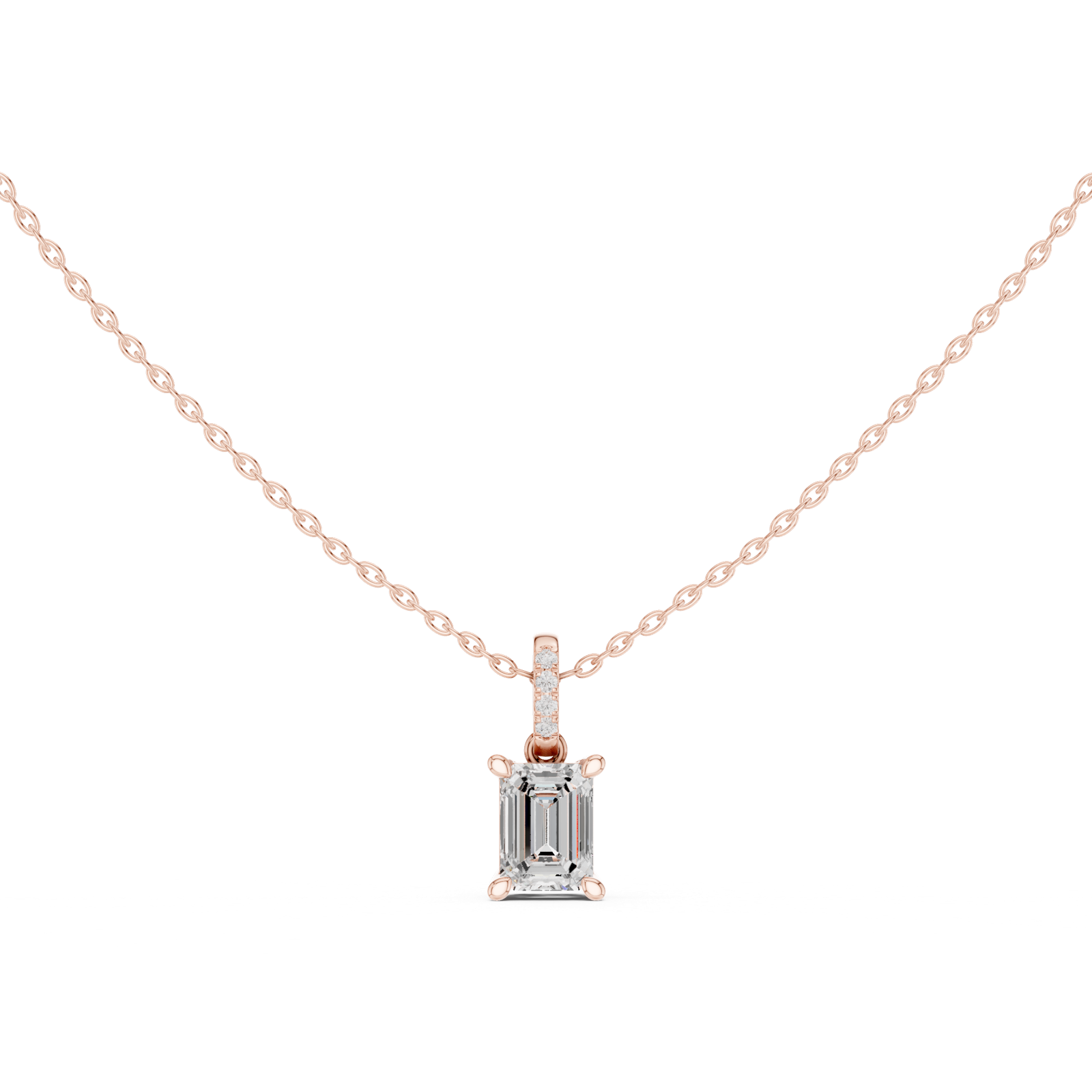 Gold Jewelry, Emerald center stone, Rose Gold, view 4