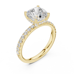 Gold Ring, Cushion center stone, Yellow Gold, view 2