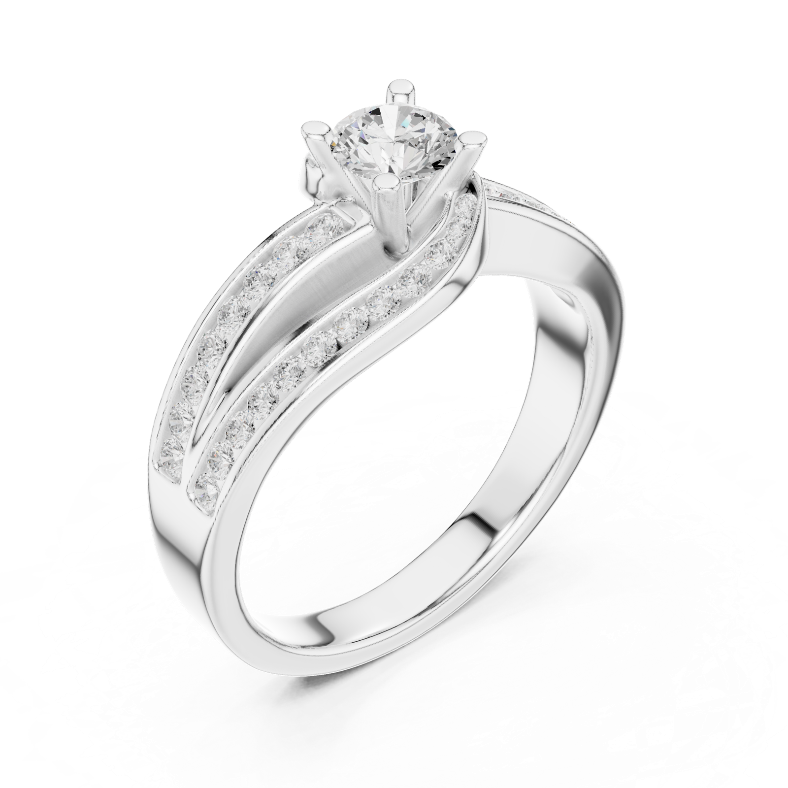 Gold Ring LR-0292, White Gold, view 2