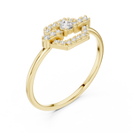 14K Solid Gold Lab Diamond Halo Ring, Yellow Gold