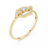 14K Solid Gold Lab Diamond Halo Ring, Yellow Gold