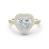 Gold Ring DDLR-349, Heart center stone, Yellow Gold