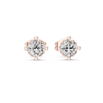 14K Solid Gold Lab Diamond Halo Earrings, Rose Gold
