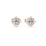14K Solid Gold Lab Diamond Halo Earrings, Rose Gold