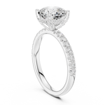 Gold Ring, Cushion center stone, White Gold, view 1