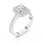 Gold Ring DDLR-338, Radiant center stone, White Gold, view 2