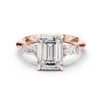 Gold Jewelry, Emerald center stone, Rose Gold