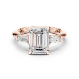 Gold Jewelry, Emerald center stone, Rose Gold
