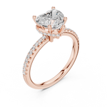 Gold Ring DDLR-177, Heart center stone, Rose Gold, view 2