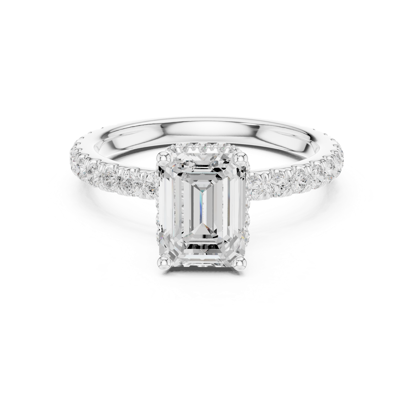 Gold Ring DDLR-165, Emerald center stone, White Gold, view 4