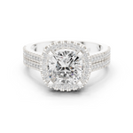 Gold Ring DDLR-341, Cushion center stone, White Gold