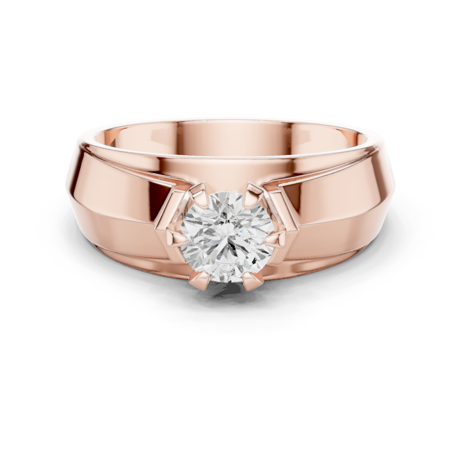 14K Solid Gold Lab Diamond Solitaire Ring, Rose Gold