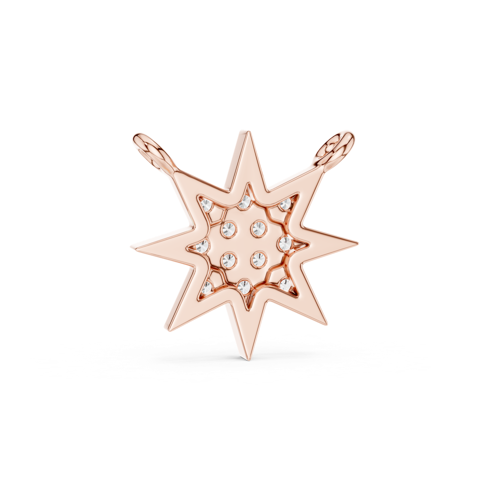 14K Solid Gold Lab Diamond Star Pendant Necklace, Rose Gold
