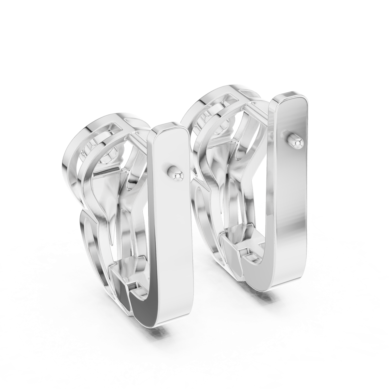 Gold Earrings L03-15, White Gold, view 3