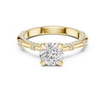 14K Solid Gold Lab Diamond Solitaire Ring, Yellow Gold