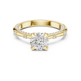 14K Solid Gold Lab Diamond Solitaire Ring, Yellow Gold