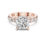 Gold Jewelry, Cushion center stone, Rose Gold, view 4