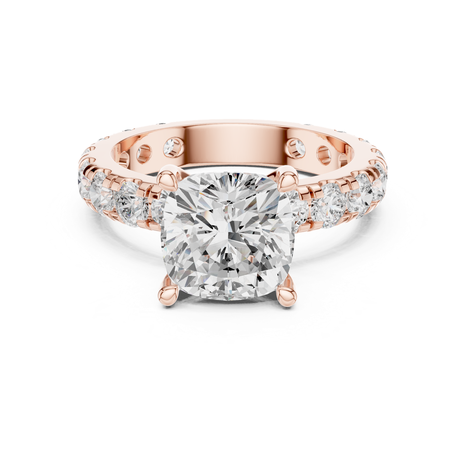 Gold Jewelry, Cushion center stone, Rose Gold, view 4